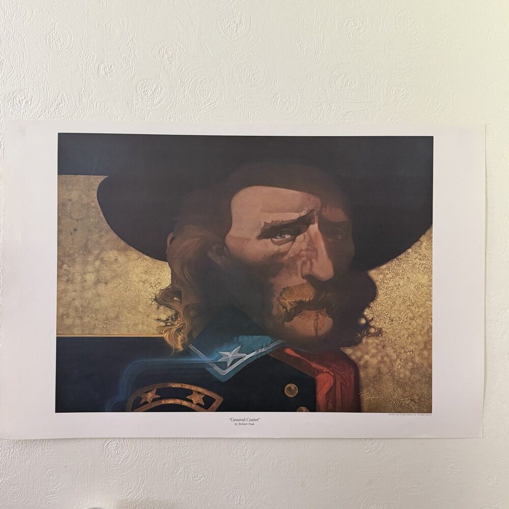 Robert Peak General Custer Rare Offset Lithograph Art Print 1975 25x38”